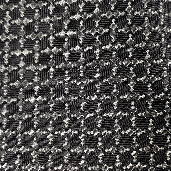 EUC Silk Prada Narrow Tie in Black & Grey W/Diamond Pattern - Picture 2 of 5